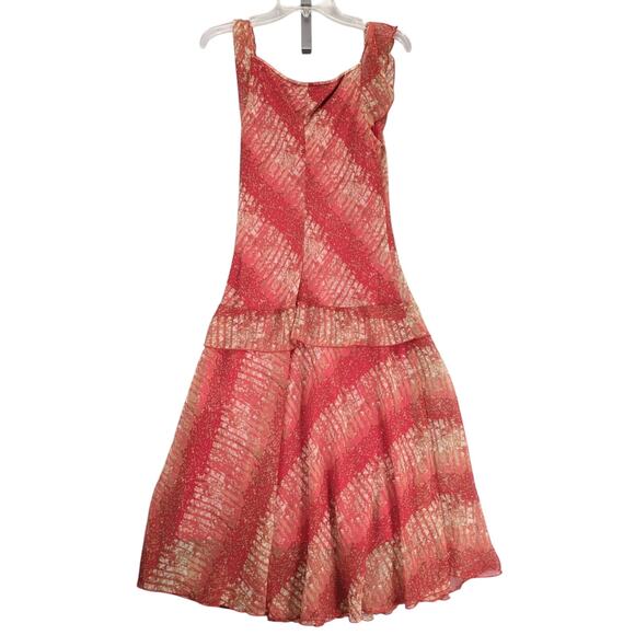 Vtg Jonathan Martin Studio Size 10 Drop Waist Chiffon Dress, Flutter Cap Sleeves - Picture 3 of 6